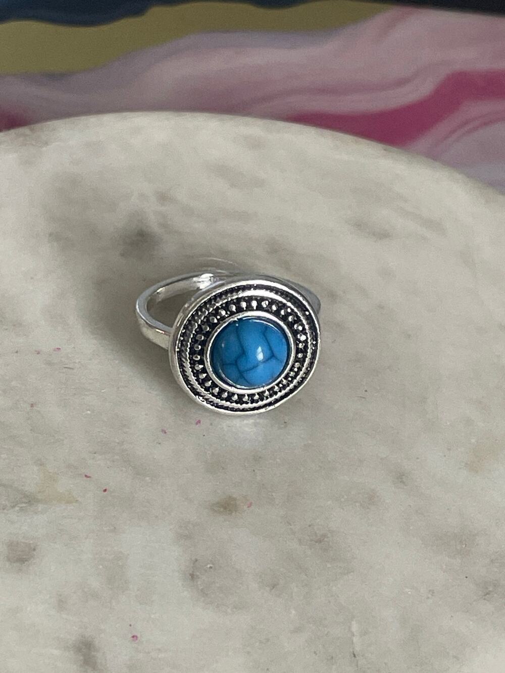 4.5 Silver Red synthetic gem Ring